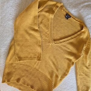 VTG Newport News Cami Mustard Yellow Shaker Knit V-Neck Sweater Plus Size 1X